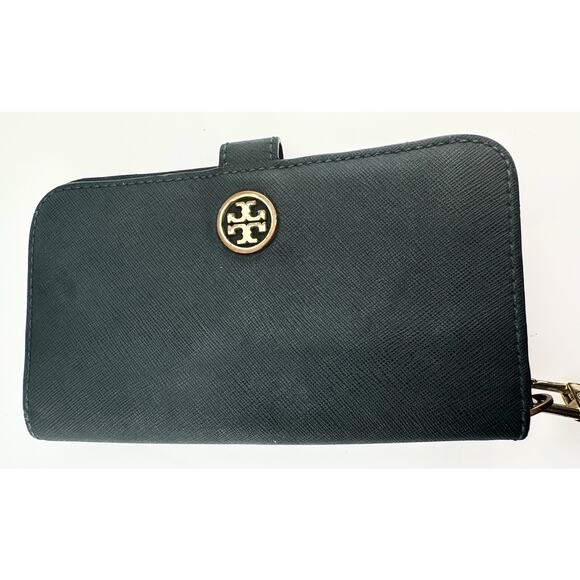 Tory Burch Deep Green Leather Bi-Fold Wallet Wristlet - Picture 16 of 16